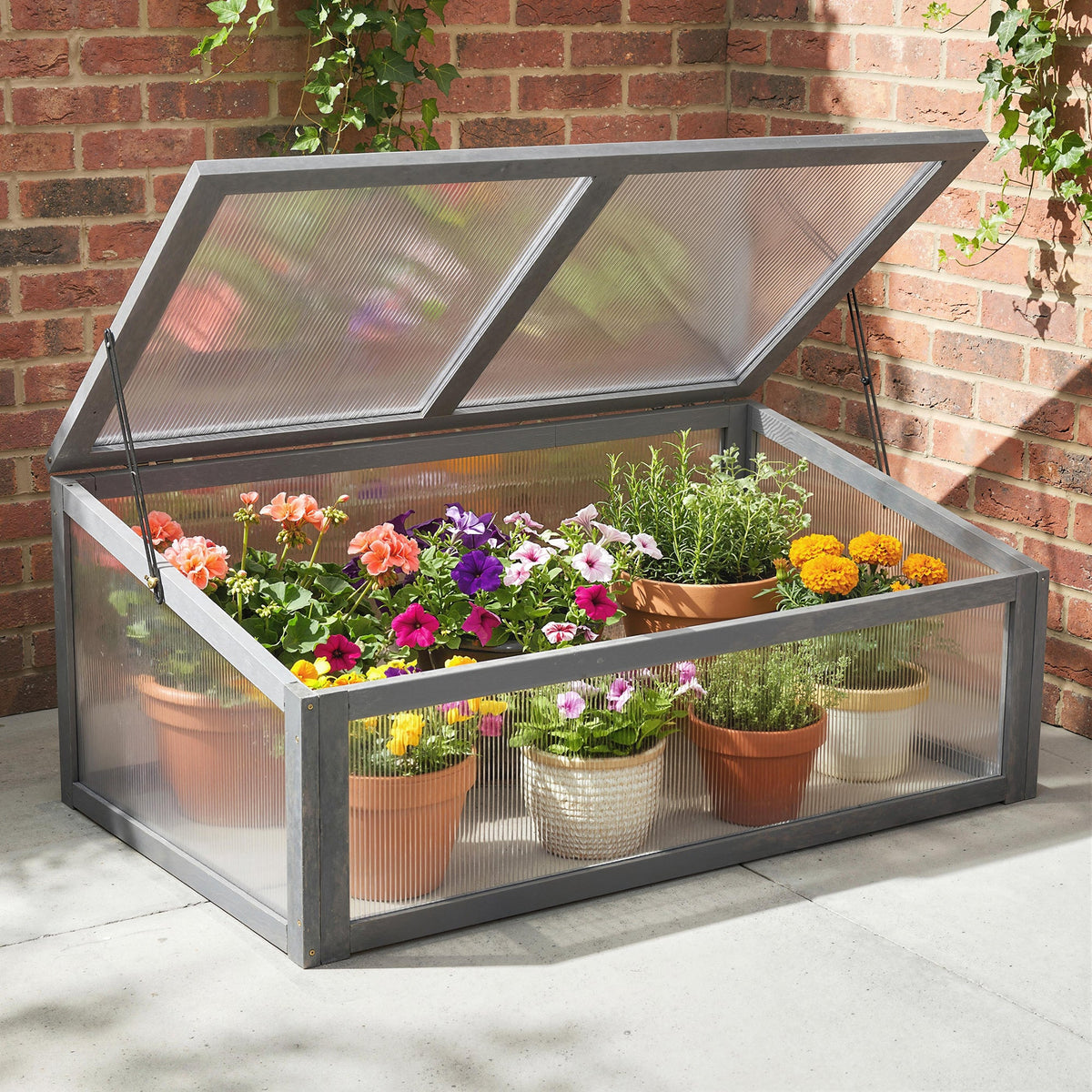 NookGrow Ground Cold Frame Greenhouse, 39" x 26" x 16", Gray