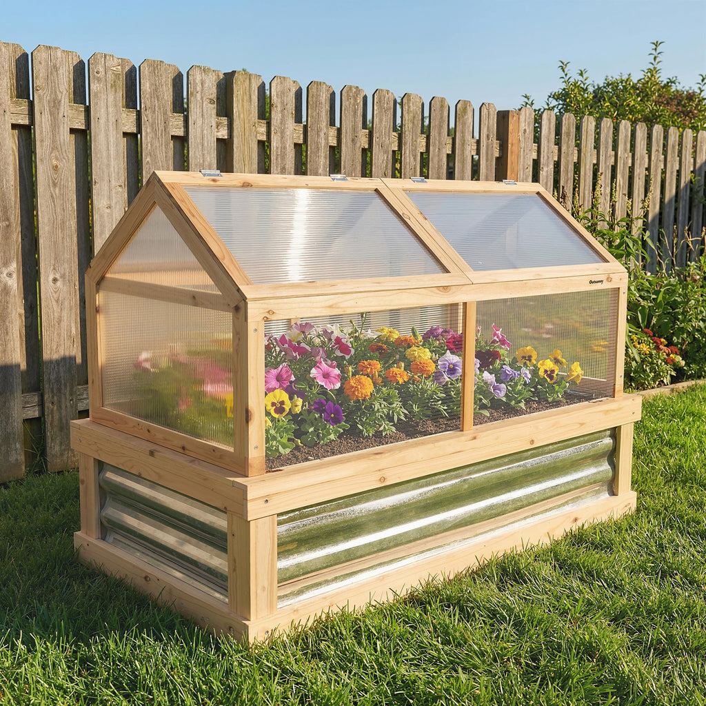 NookGrow Extend Garden Bed with Greenhouse, 48" x 24" x 32", Natural