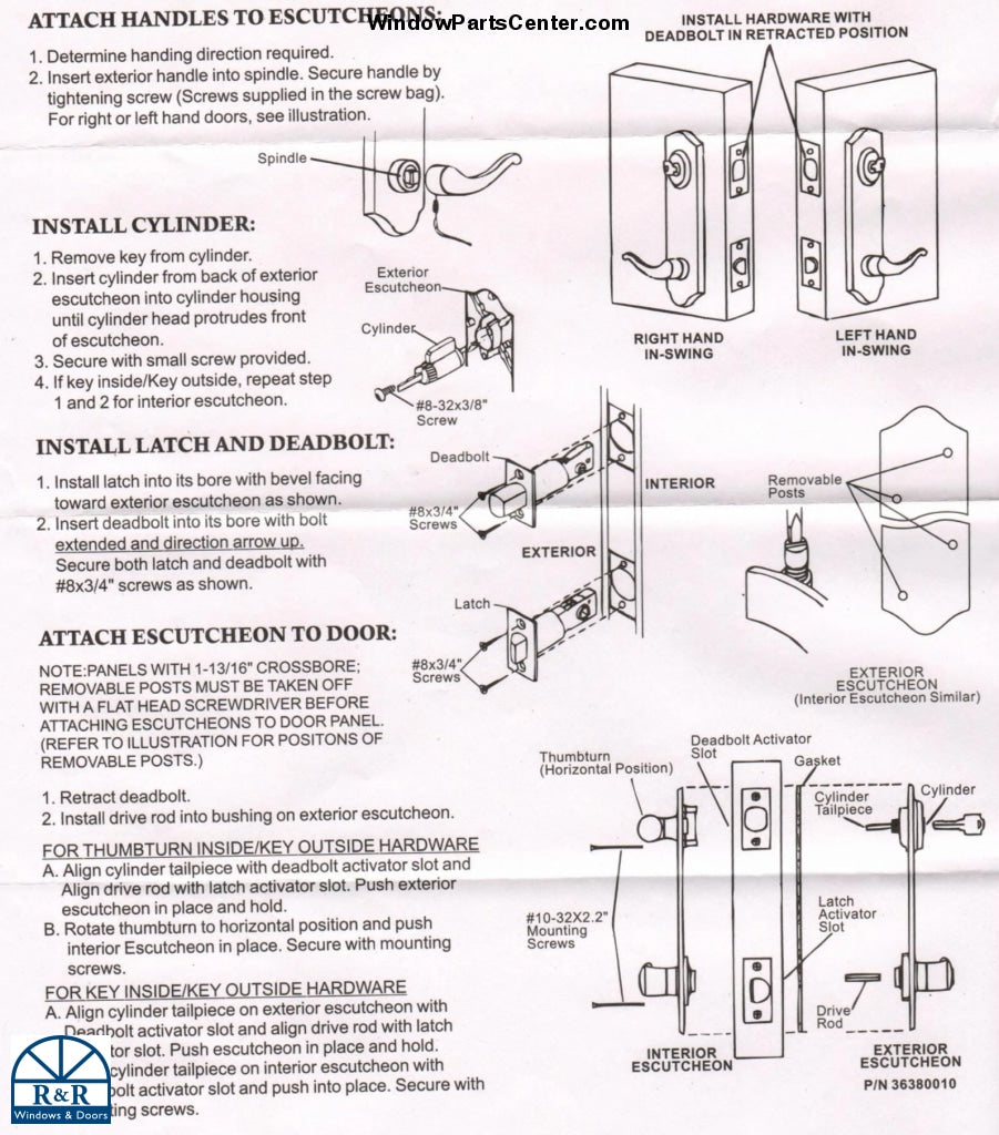 1200 Series Handle Set 6 inch Center to Center Bore (W&F Handle) - Discontinued See Details for replacement option