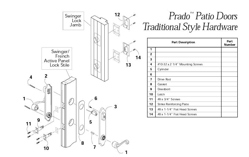 852 - Handle Set 6 inch Center to Center Bore