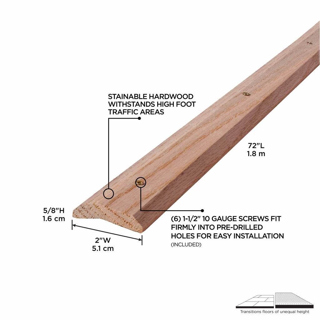 2 In. Unfinished Hardwood Carpet Trim w/ Screws