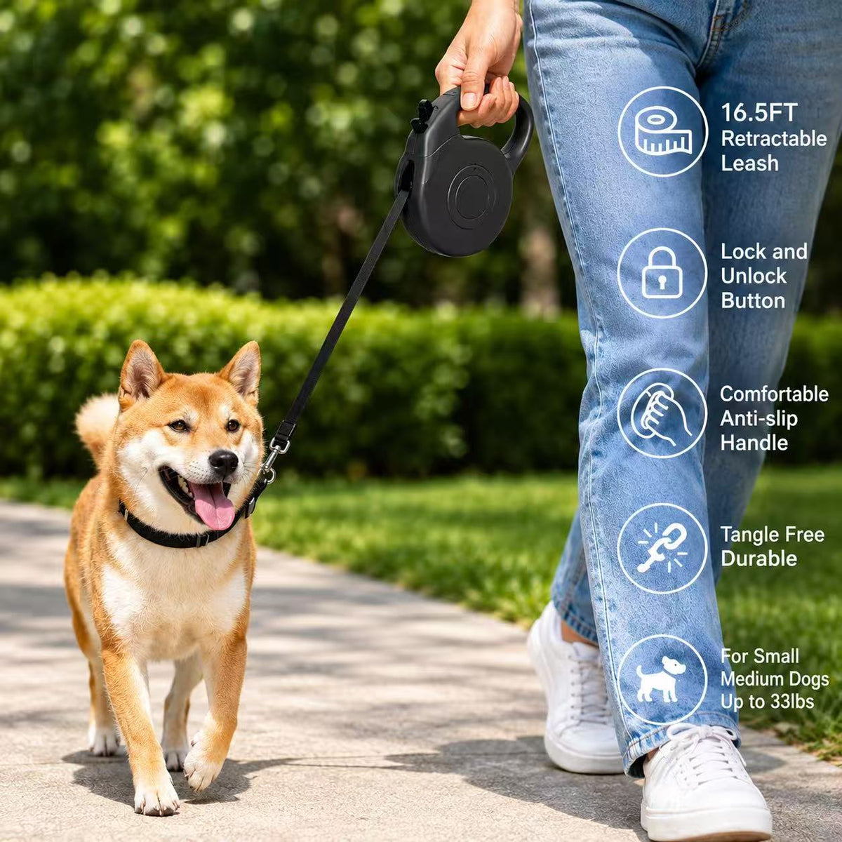 Retractable Dog Leash 5M 16.5FT Extendable Pet Lead – Choose Your Colour