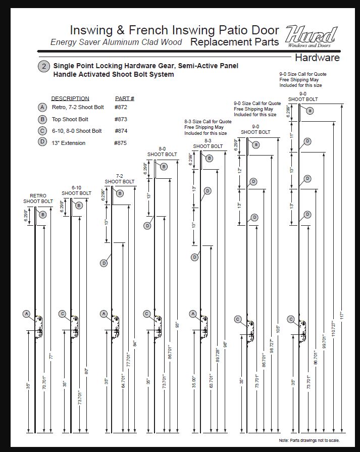 872-873-874-875 - GU Semi Active Shoot Bolt (for HURD 2006 to Current Product)