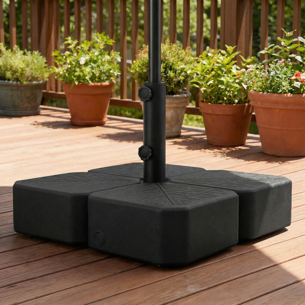 Square Patio Umbrella Base with Wheels, Black