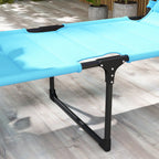 4-Position Adjustable Folding Cushioned Lounge Chair with Sun Shade Roof & Pillow, Blue