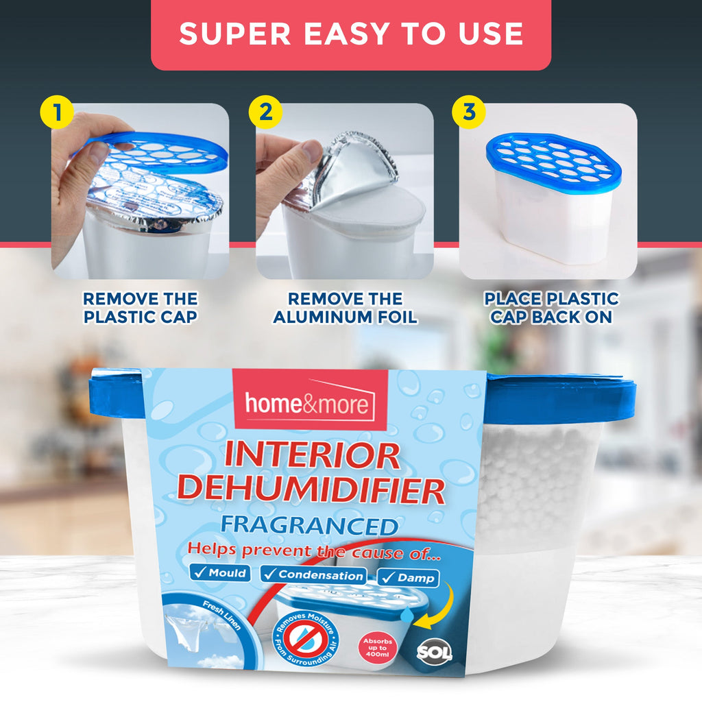 SOL 12pk 400ml Interior Dehumidifiers in Lavender, Citrus or Rose Scent | Windor Moisture Absorber for Home, Wardrobe, Damp Traps Condensation Absorbers Window, Mini Dehumidifier Disposable