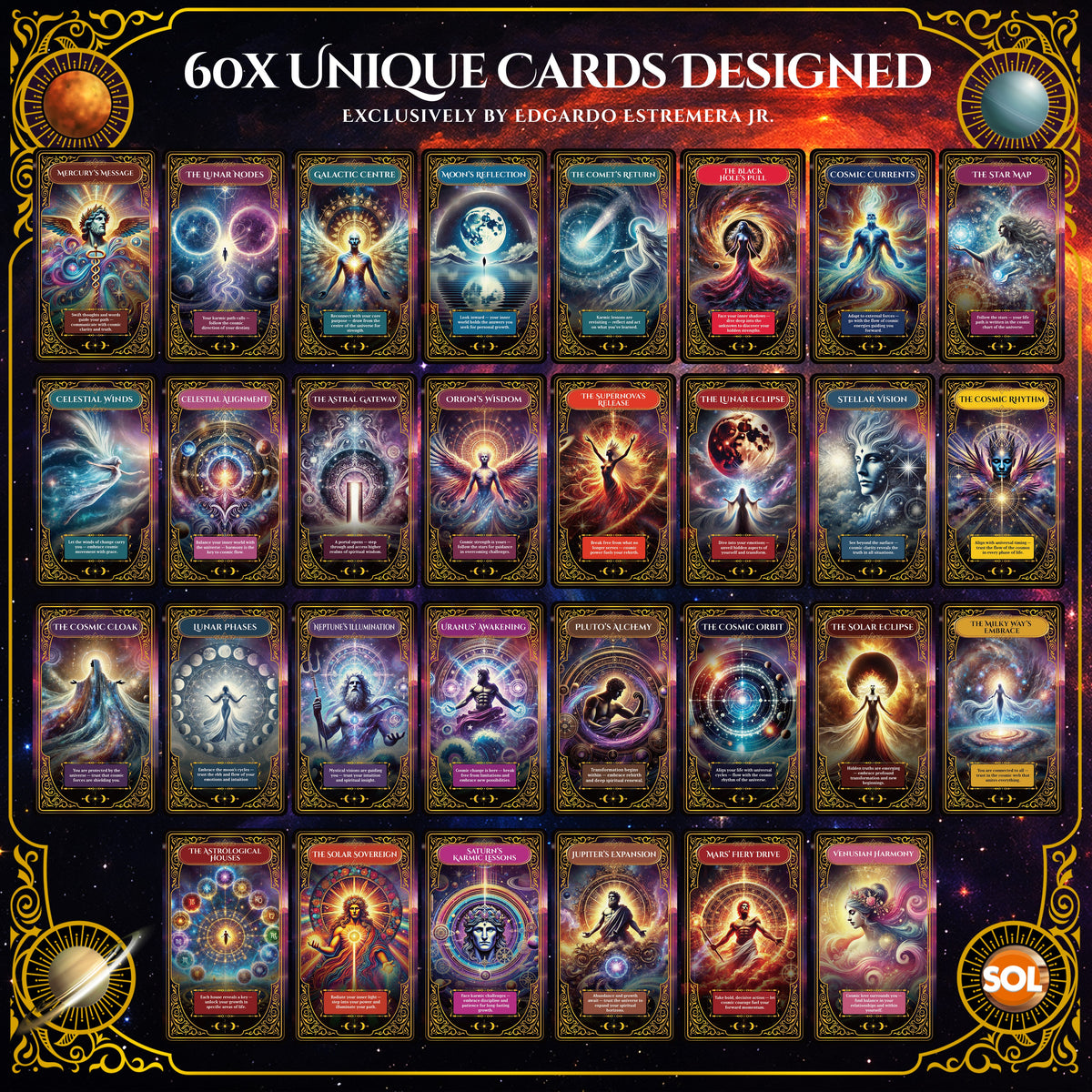 Lunar Pathways Oracle Cards Deck | Tarot Guide Book | 60 Pack