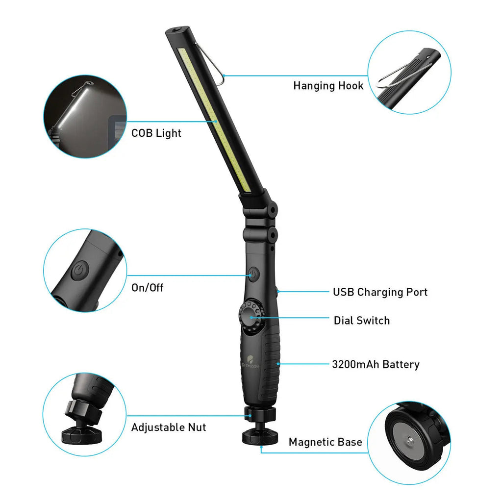 Dr. Prepare 700-lumens 3200mAh Foldable Rechargeable LED Work Light
