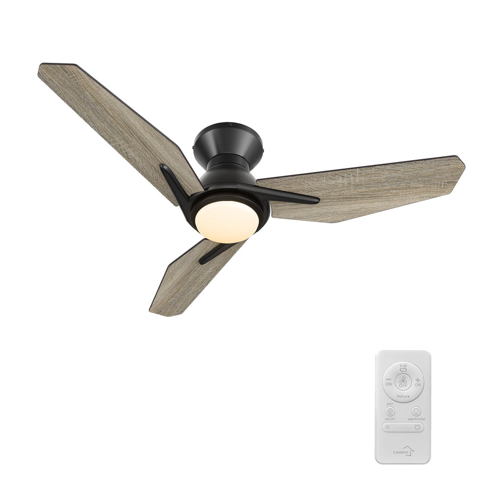 ERYX 44 inch 3-Blade Ceiling Fan with LED Light Kit & Remote Control - Black/Barnwood