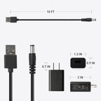 DeerRun® Bike Extension Cord, 10 ft, 5V 2A, with Adapter