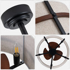 20 Inch Farmhouse Drum Caged Ceiling Fan with Lights and Remote APP Control, 6 Speeds DC Motor Reversible Fandelier Ceiling Fan for Bedroom