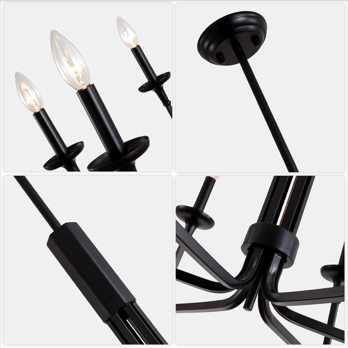 6-Light Black Candle Chandelier, Classic Traditional Chandelier, Modern Farmhouse Dining Room Lighting Fixture for Kitchen Island