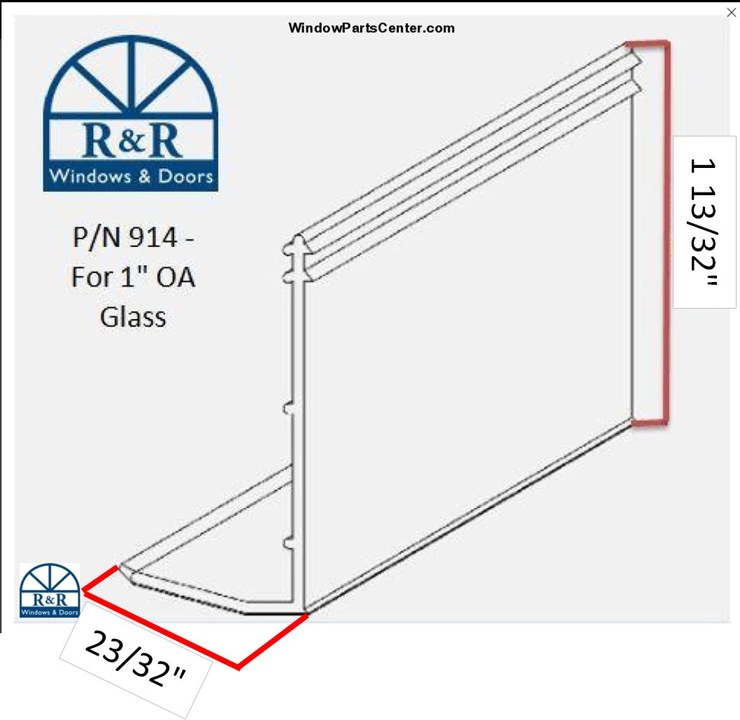 914 1" Snap-In-Vinyl  Glazing Bead