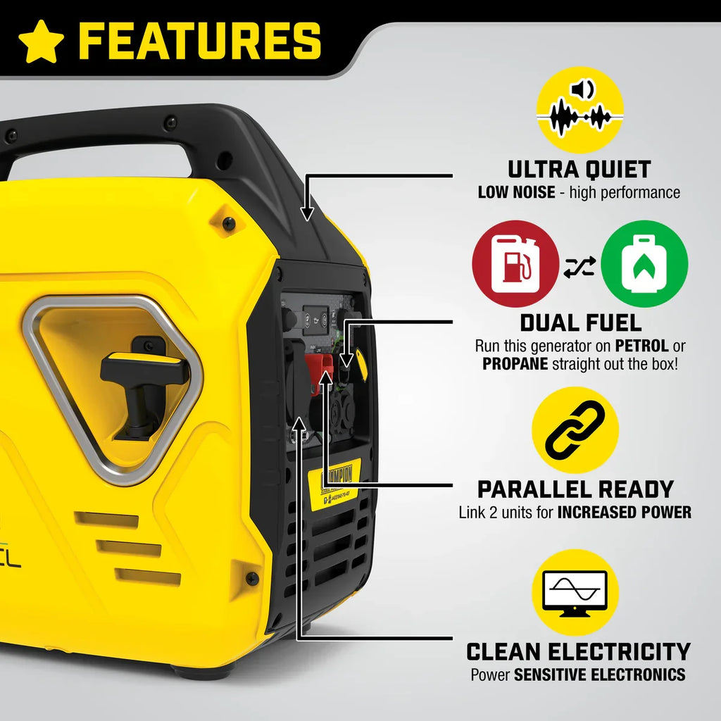 Champion 92001i-DF 2200 Watt (2.2kW) "Mighty Atom" Dual Fuel Inverter Generator