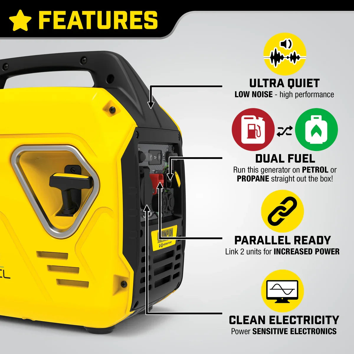 Champion 92001i-DF 2200 Watt (2.2kW) "Mighty Atom" Dual Fuel Inverter Generator