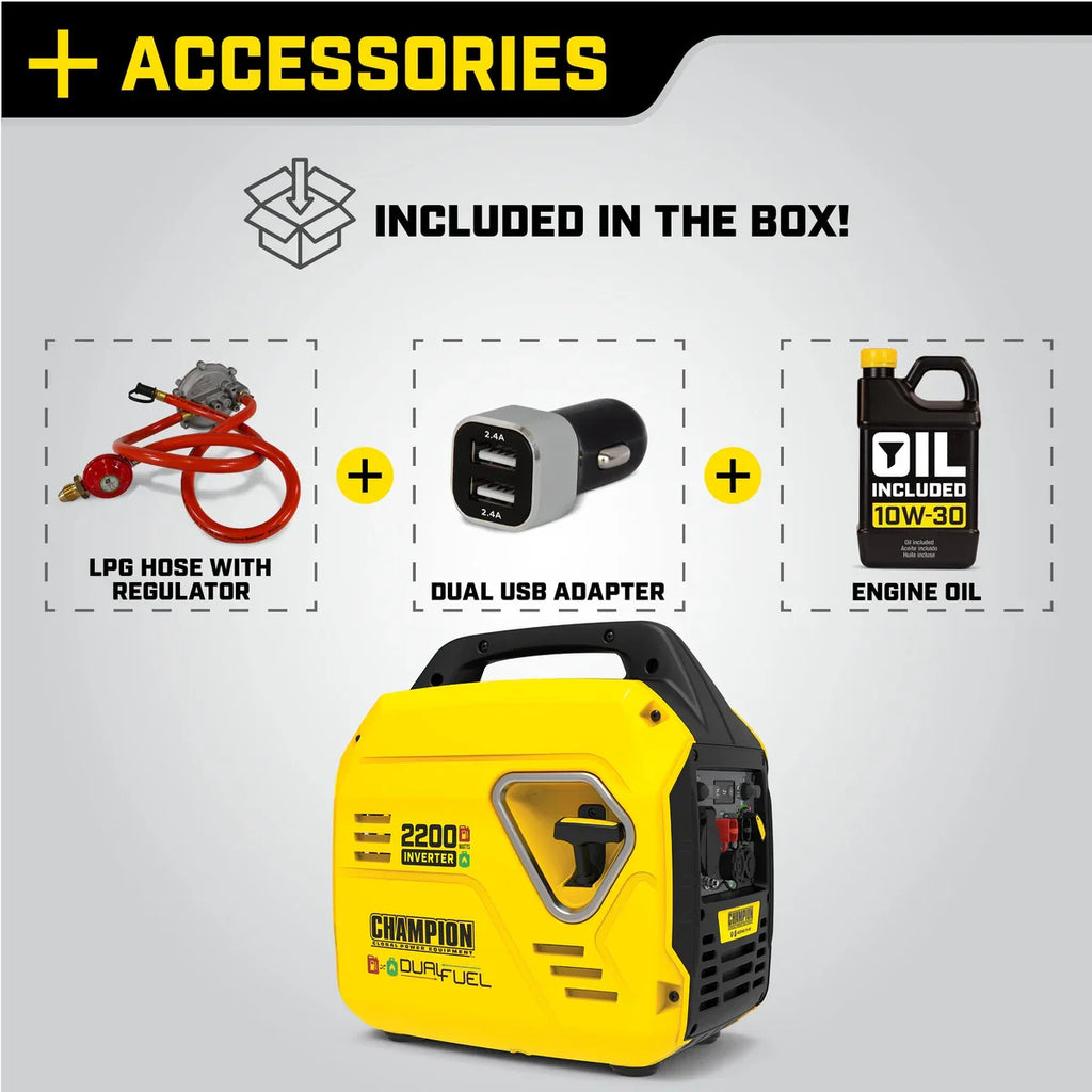 Champion 92001i-DF 2200 Watt (2.2kW) "Mighty Atom" Dual Fuel Inverter Generator