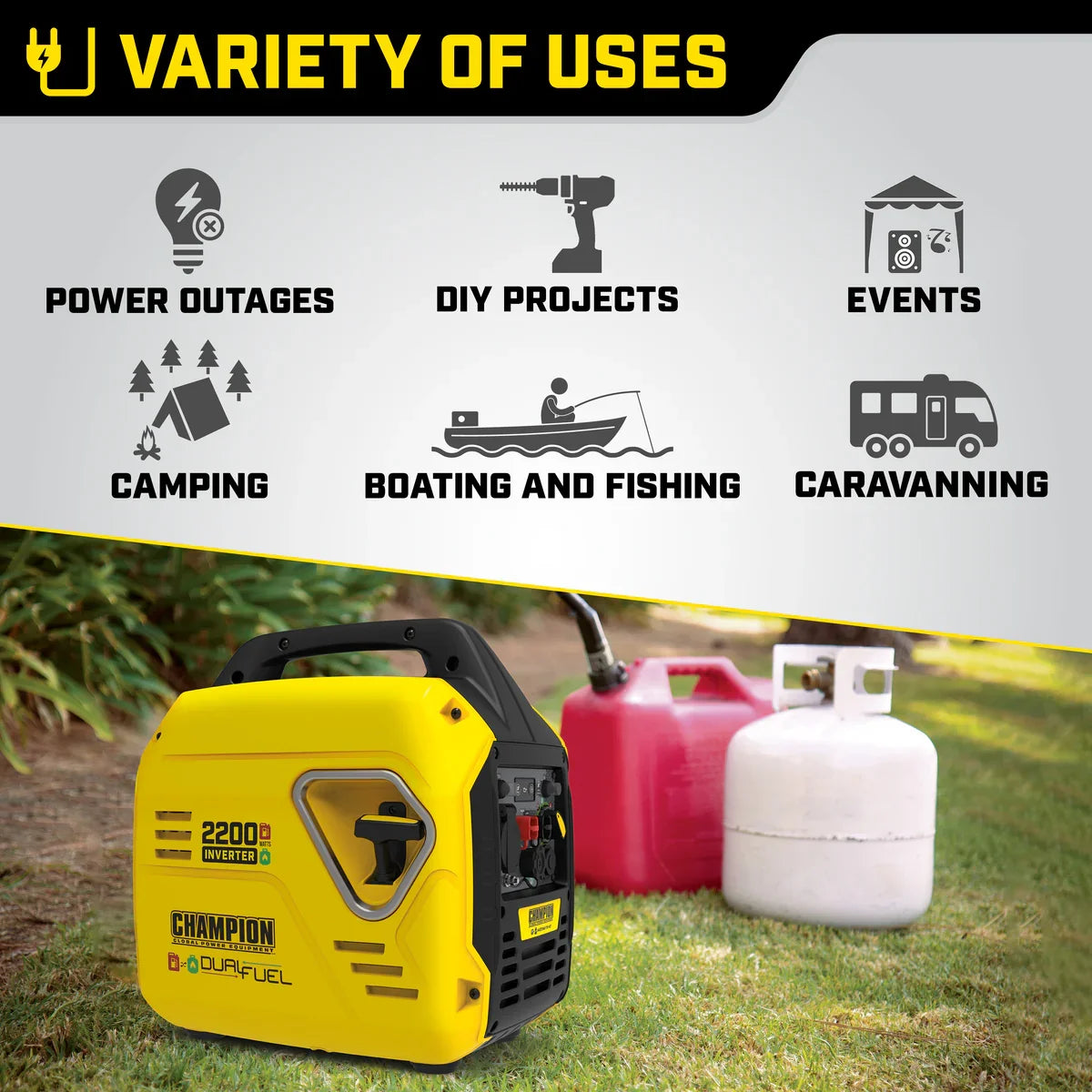 Champion 92001i-DF 2200 Watt (2.2kW) "Mighty Atom" Dual Fuel Inverter Generator