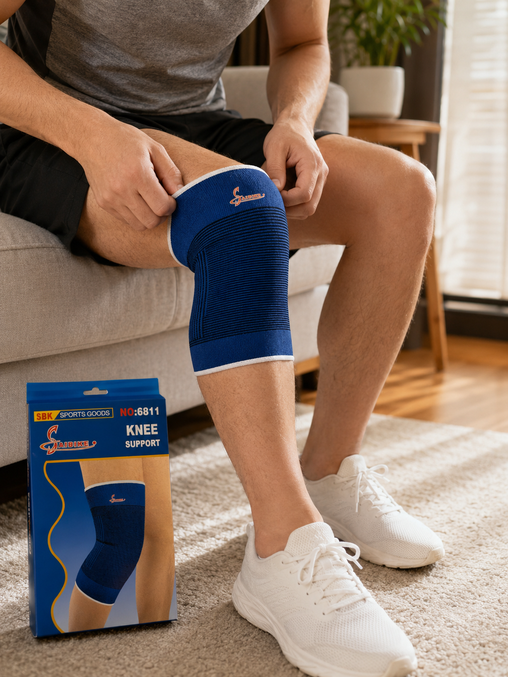 3PCS Knee Support Brace Sleeve Compression Sports Running Gym Joint Stabiliser Blue