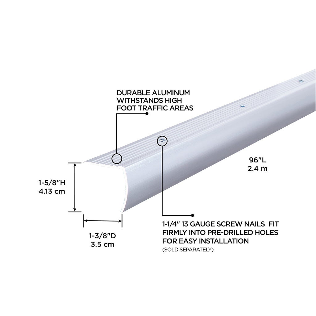 1-5/8 In. X1-5/8 In. X96 In. Bright Clear Aluminum Stair Edging Smooth