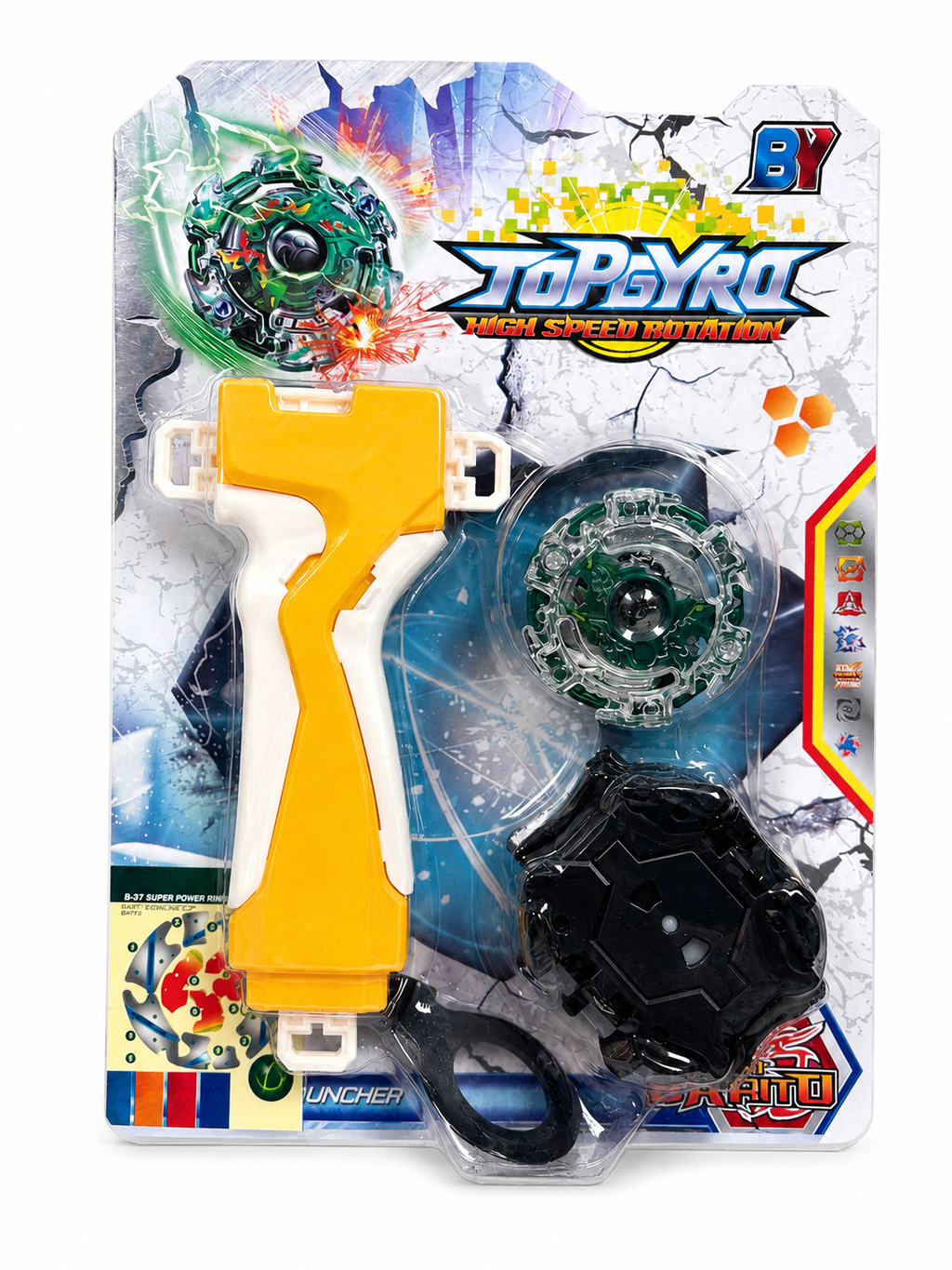 2PK Kids Spinning Top Battle Toy Set with Launcher High Speed Gyro Random Colour