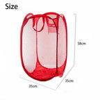 Foldable Mesh Laundry Hamper Storage Bag Bin Collapsible Lightweight Pop Up Basket
