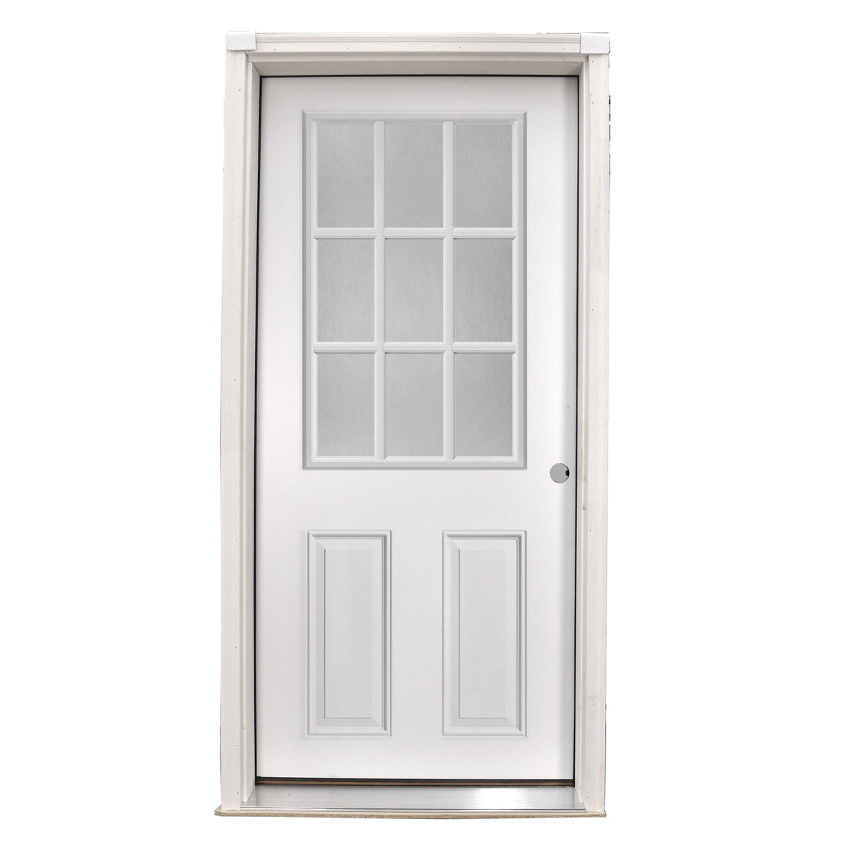 9-Lite Smooth Fiberglass Prehung Exterior Door
