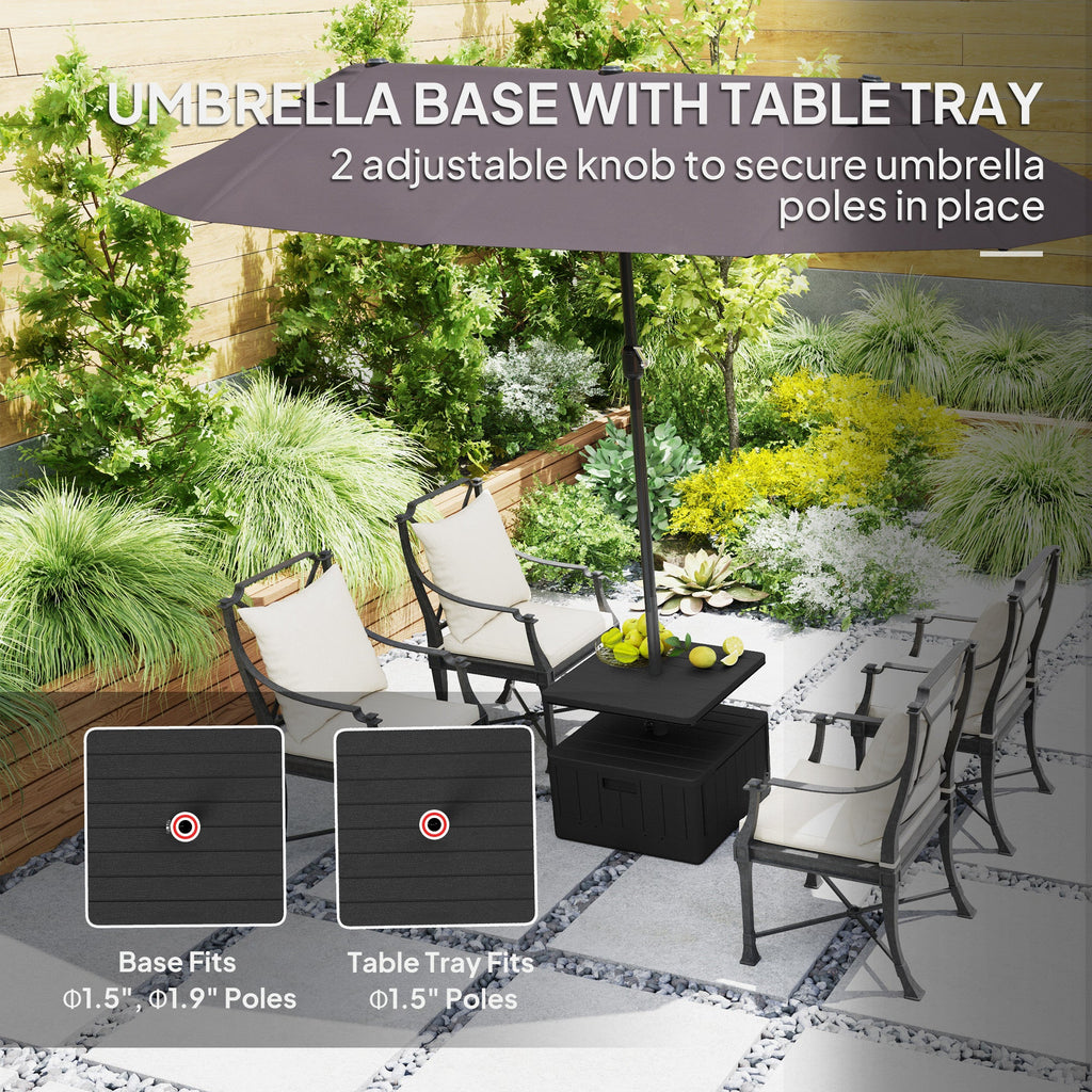 Heavy-Duty Weighted Umbrella Base with Table Tray, Wheels & Handles and 176lbs Capacity, Black