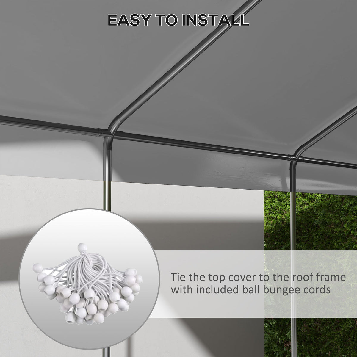 10' x 20' Carport Replacement Canopy with Bungee Cords, White
