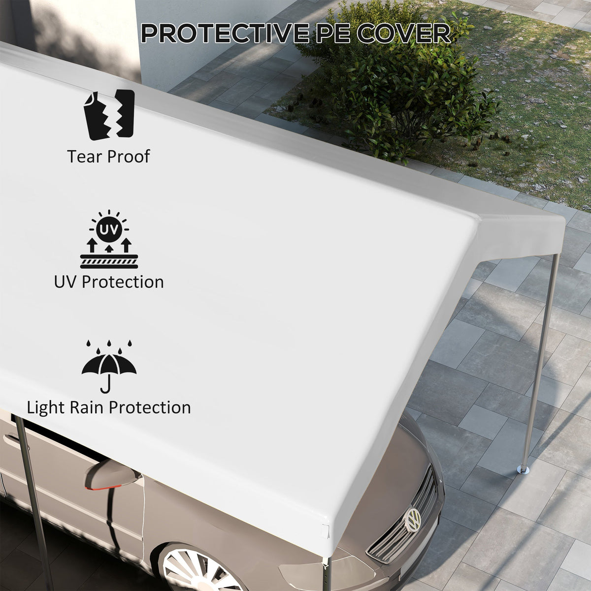 10' x 20' Carport Replacement Canopy with Bungee Cords, White