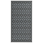 9' x 18' Reversible Waterproof Outdoor Rug Black & Gray