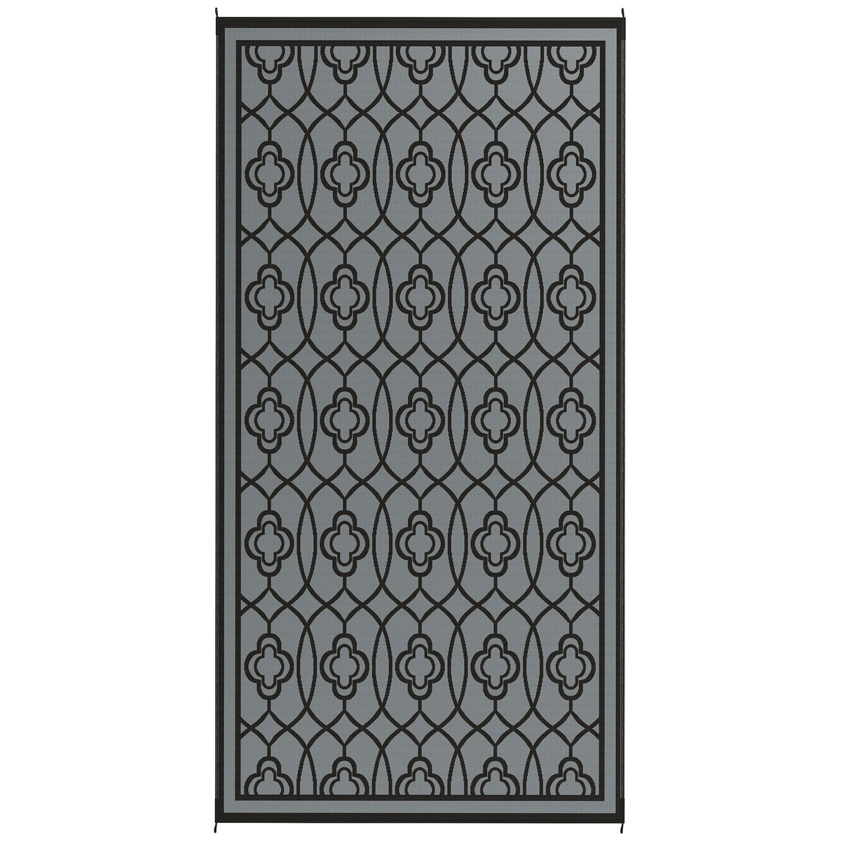 9' x 18' Reversible Waterproof Outdoor Rug Black & Gray