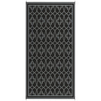 9' x 18' Reversible Waterproof Outdoor Rug Black & Gray