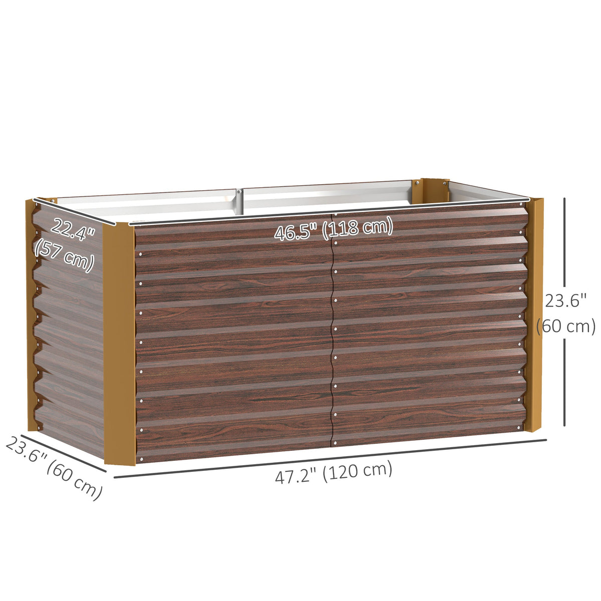 Set of 2 Metal Raised Garden Beds, 4' x 2' x 2' Galvanized Planters, Distressed Dark Brown