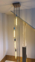 Square Cascade Chandelier | 9 Light Stairwell & High Ceiling Lighting