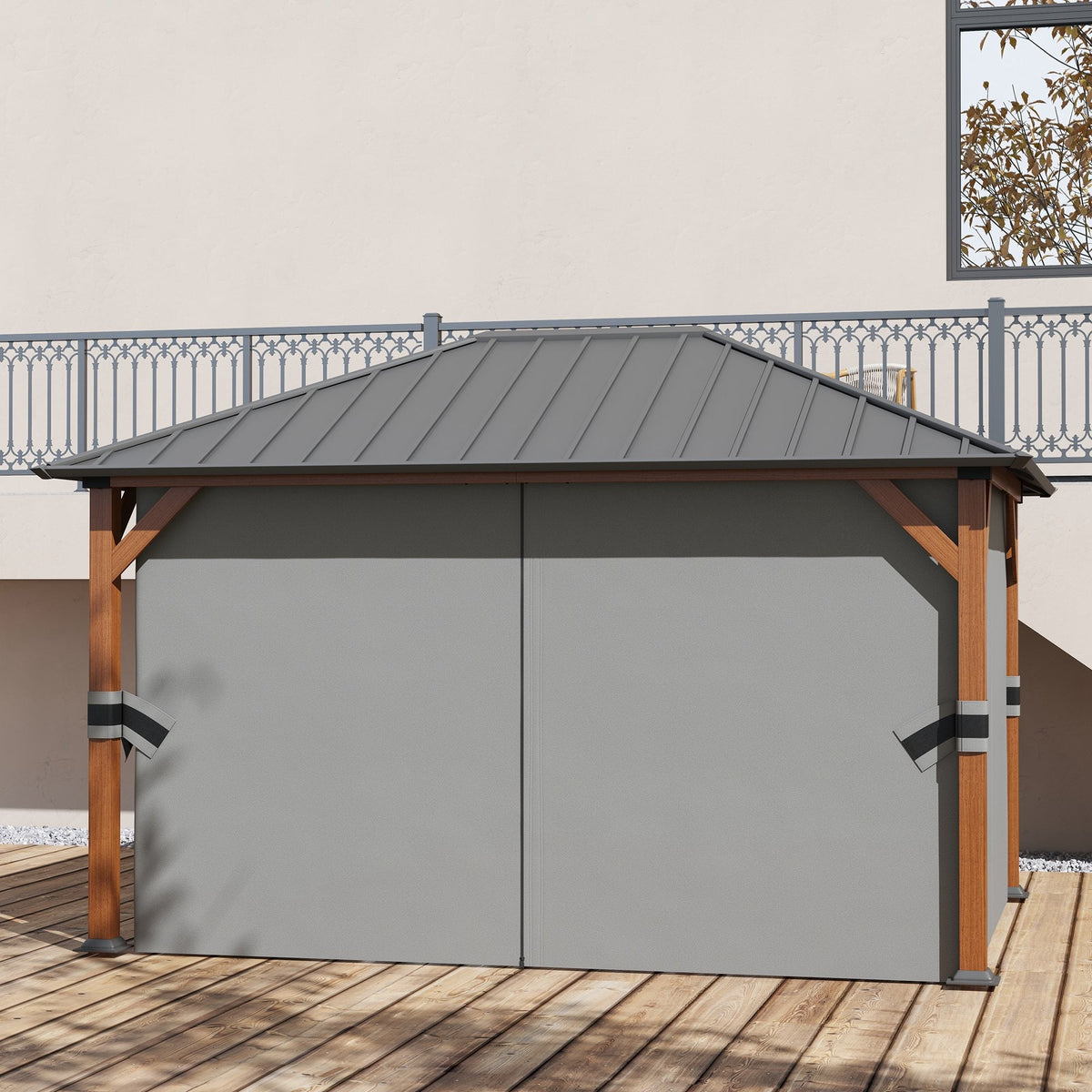 13' x 10' Hardtop Gazebo with Netting & Curtains, Galvanized Steel Frame