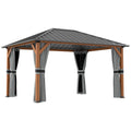 13' x 10' Hardtop Gazebo with Netting & Curtains, Galvanized Steel Frame