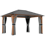 13' x 10' Hardtop Gazebo with Netting & Curtains, Galvanized Steel Frame