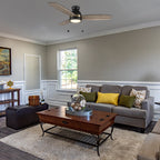 GREENWOOD 52" 3-Blade Flush Mount Ceiling Fan with LED Light & Pull Chain