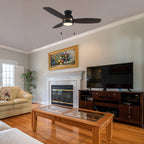 GREENWOOD 52" 3-Blade Flush Mount Ceiling Fan with LED Light & Pull Chain
