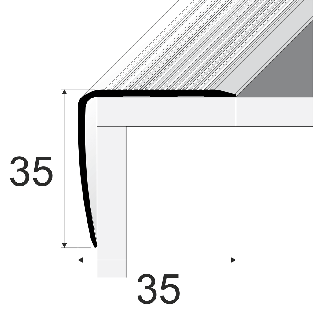 A41 35 x 35mm Wood Effect Aluminium Stair Nosing Edge Trim – Stair Edge Protection
