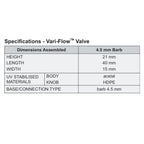 Antelco Vari-Flow™ Valve 4.5mm Barb