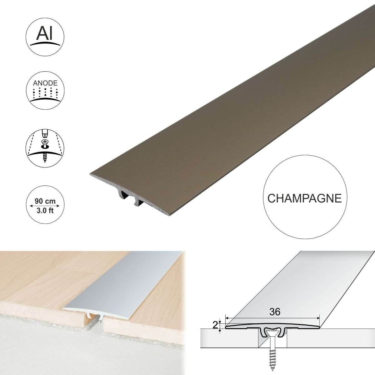 A68 36mm Anodised Aluminium Flat Door Threshold Strip - Cayrus World of Finishing