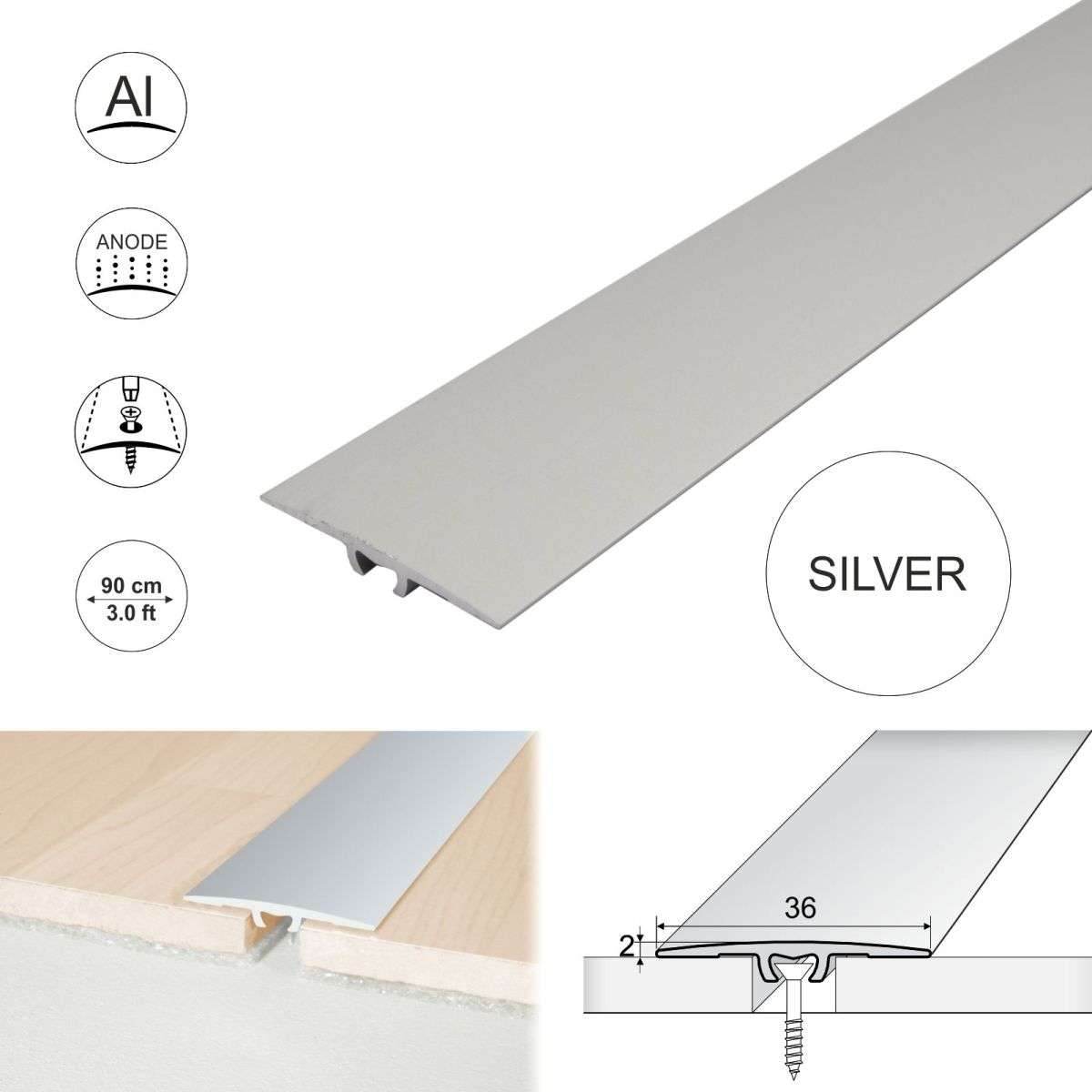 A68 36mm Anodised Aluminium Flat Door Threshold Strip - Cayrus World of Finishing