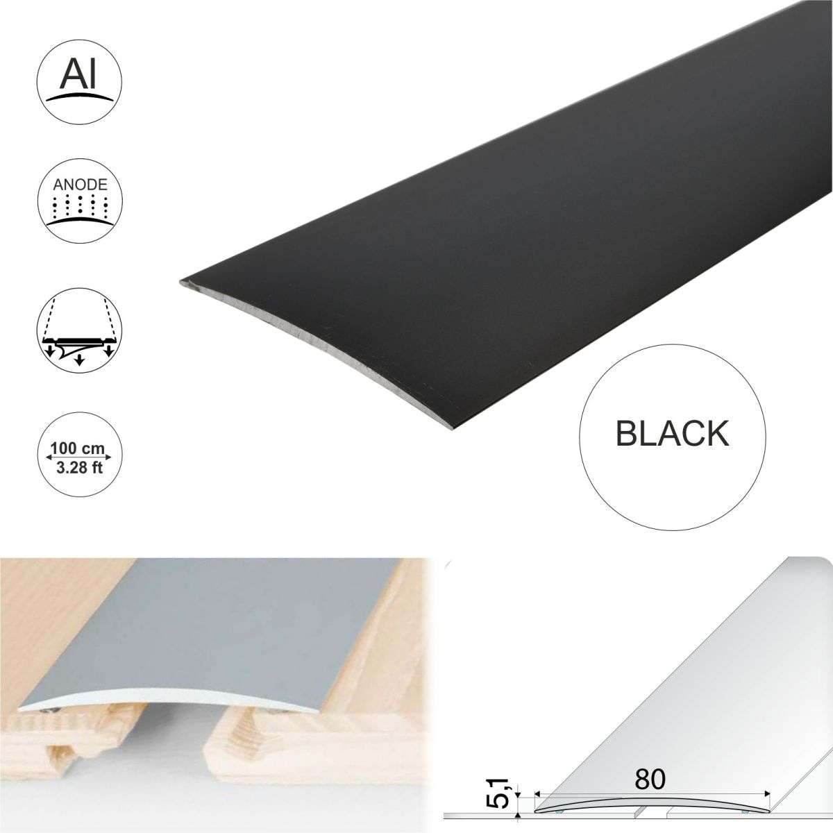 A71 80mm Anodised Aluminium Self Adhesive Door Threshold Strip - Cayrus World of Finishing