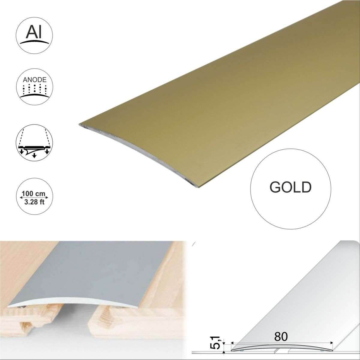 A71 80mm Anodised Aluminium Self Adhesive Door Threshold Strip - Cayrus World of Finishing