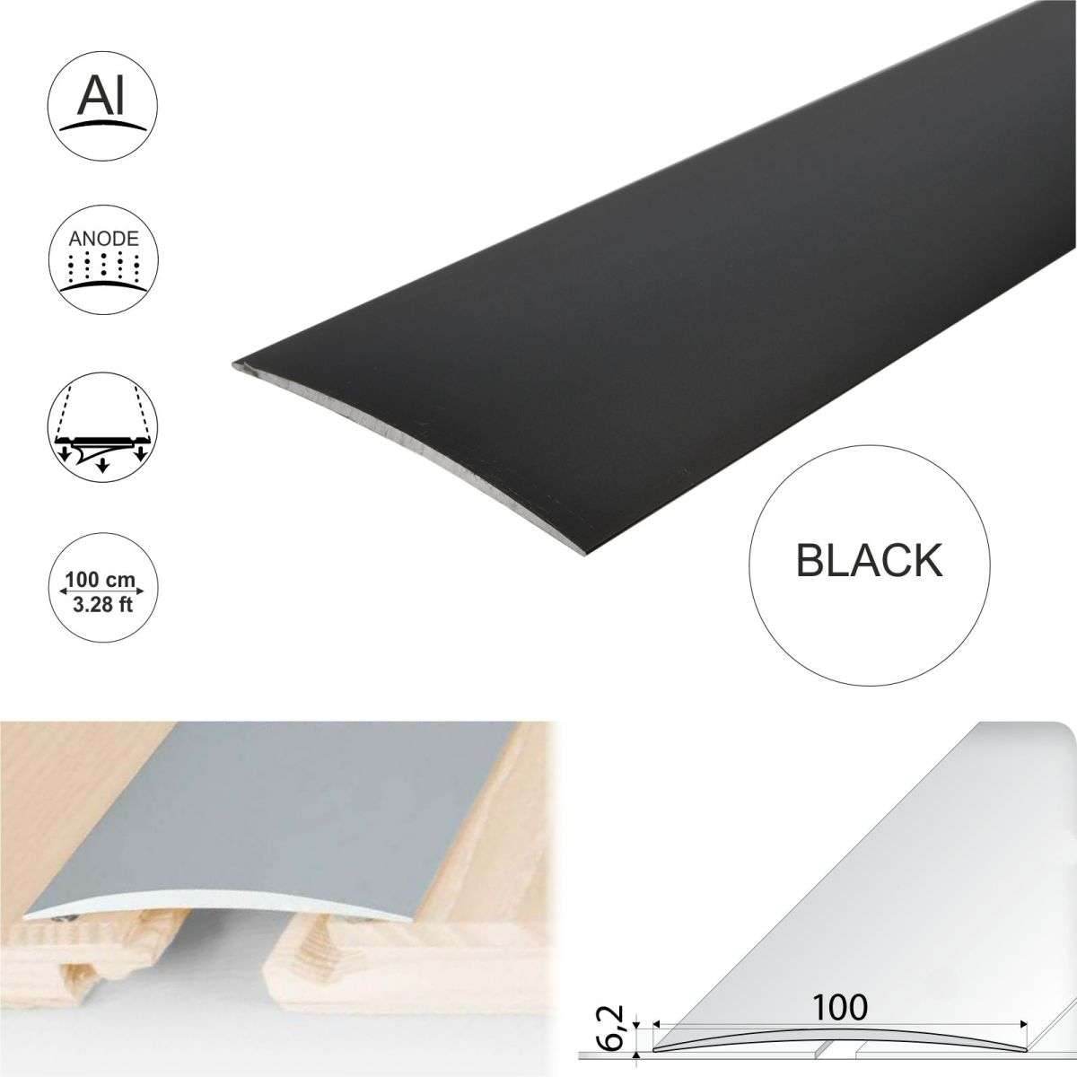 A72 100mm Anodised Aluminium Self Adhesive Door Threshold Strip - Cayrus World of Finishing