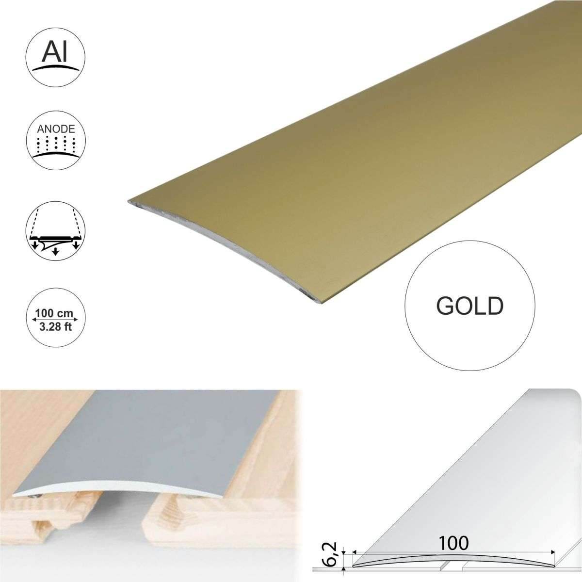 A72 100mm Anodised Aluminium Self Adhesive Door Threshold Strip - Cayrus World of Finishing