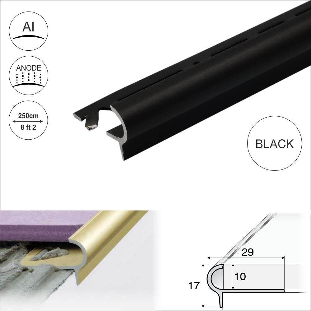 A80 29mm x 17mm x 10mm Stair Nosing Edge Trim Step Edging For Tiles - Cayrus World of Finishing