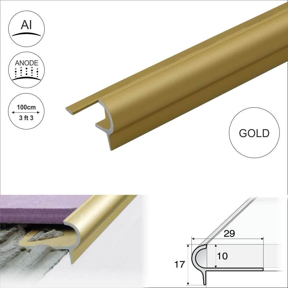 A80 29mm x 17mm x 10mm Stair Nosing Edge Trim Step Edging For Tiles - Cayrus World of Finishing