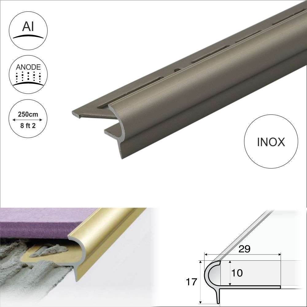 A80 29mm x 17mm x 10mm Stair Nosing Edge Trim Step Edging For Tiles - Cayrus World of Finishing